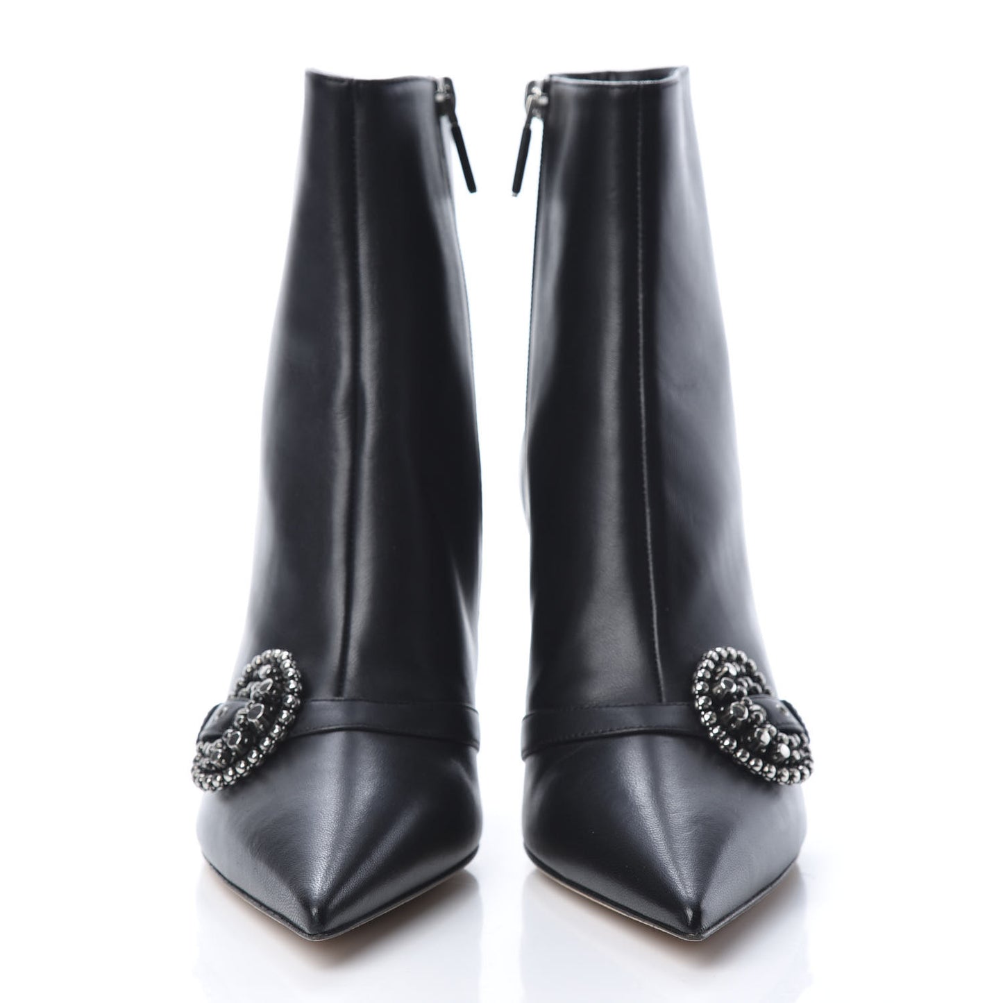 Lambskin Studded Buckle Ankle Boots 39 Black