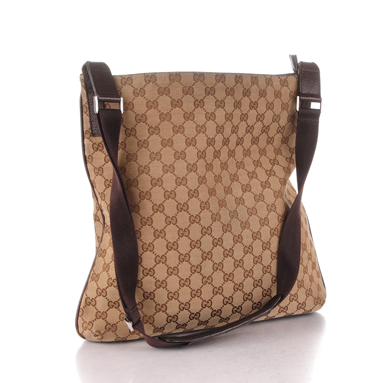 Gucci Monogram Large Flat Messenger Bag Dark Brown 3 of 9