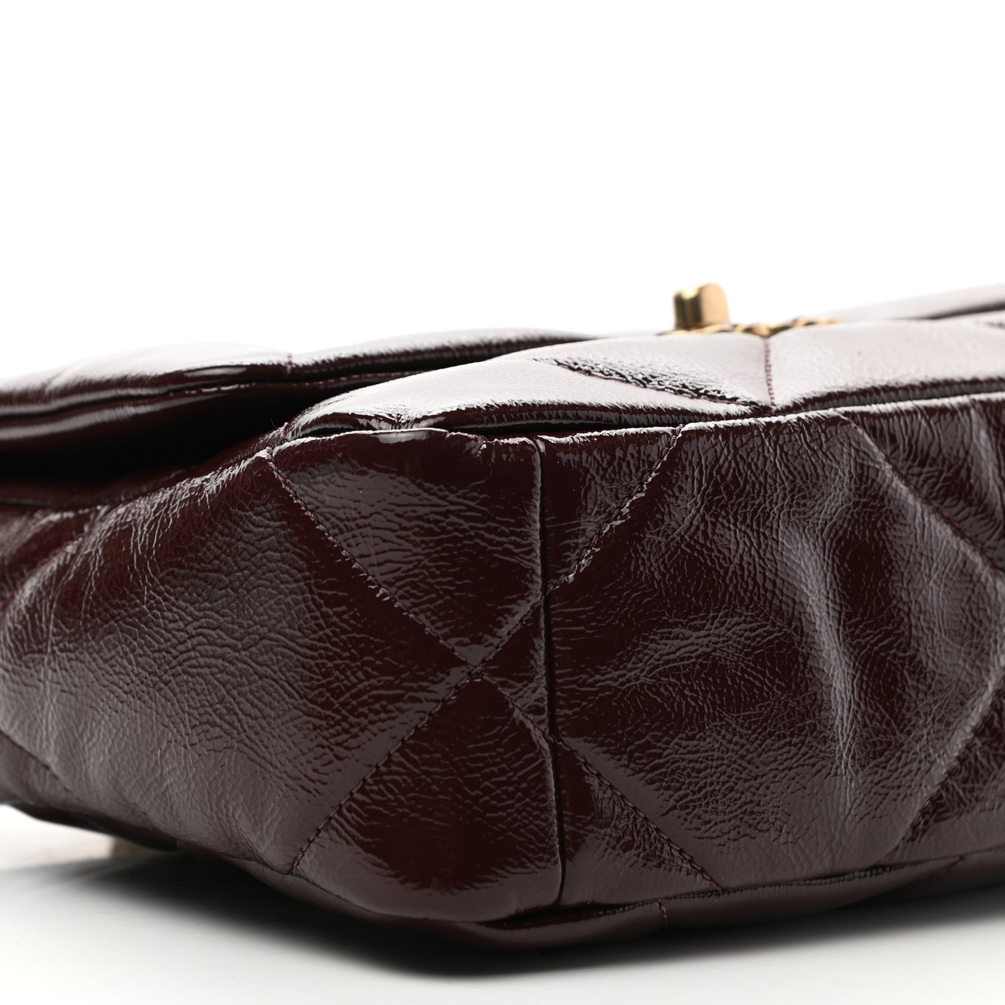 Shiny Crumpled Calfskin Quilted Medium Chanel 19 Flap Burgundy