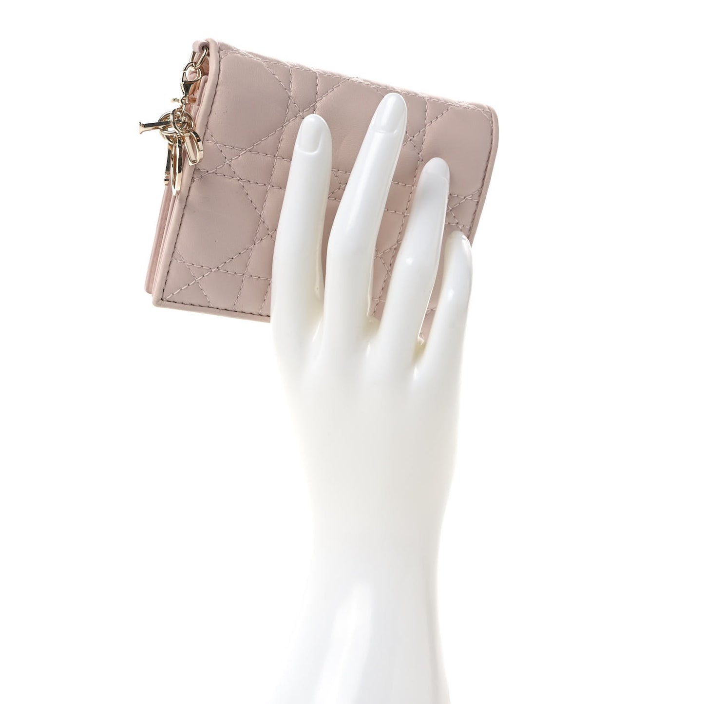 Lambskin Cannage Mini Lady Dior Wallet Aesthetic Beige