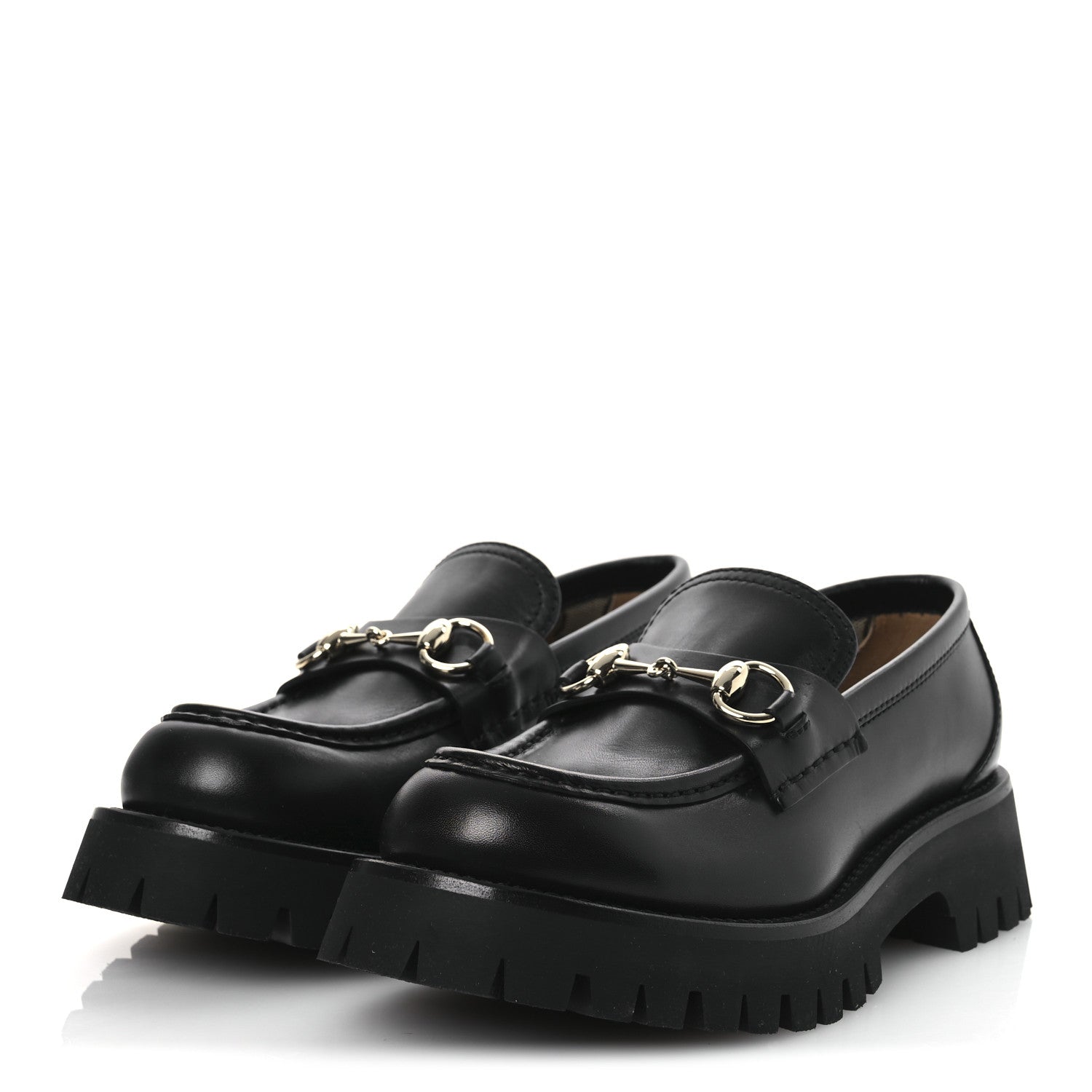 Gucci Betis Glamour Calfskin Womens Horsebit Loafers 37.5 Black 4 of 12