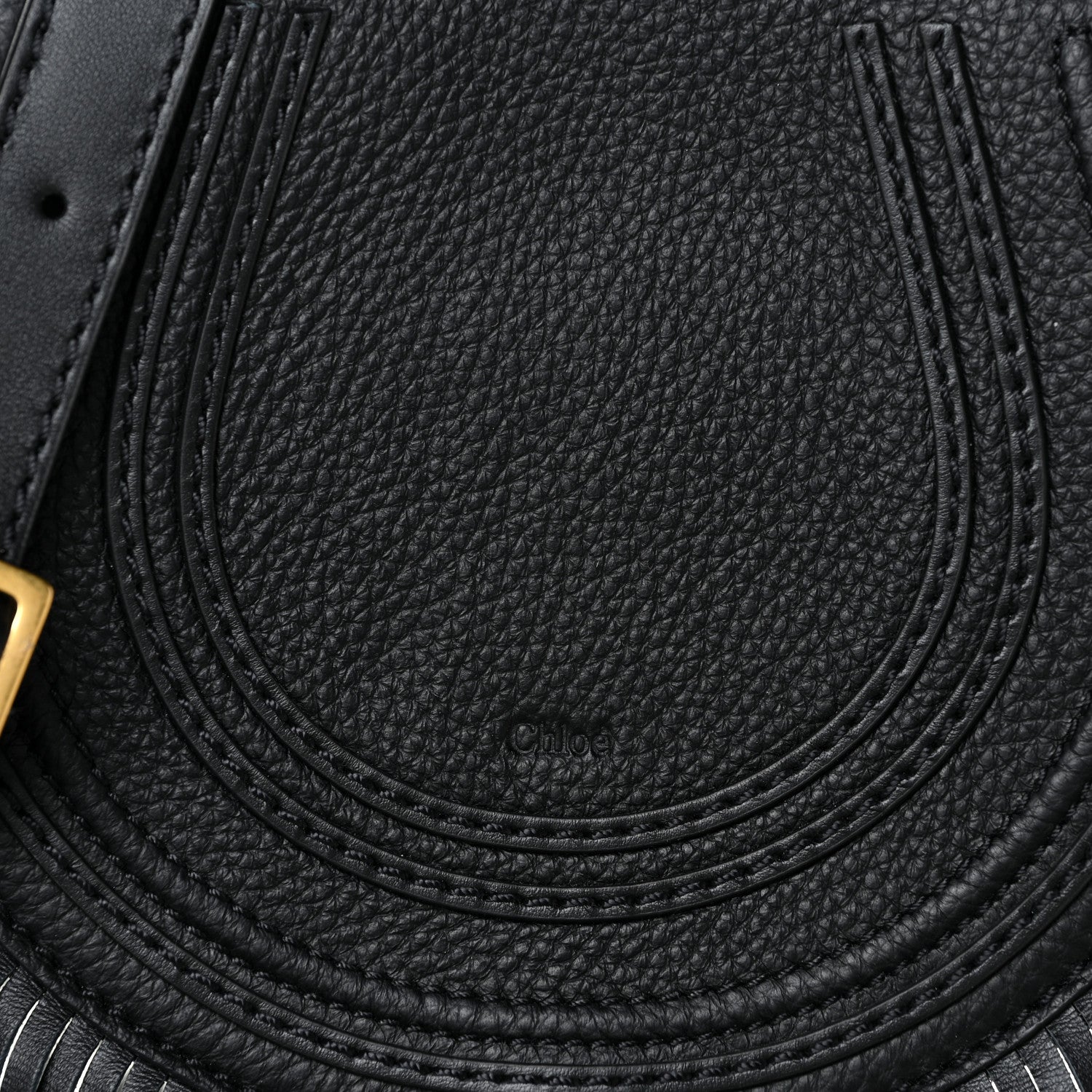 Chloe Calfskin Mini Marcie Round Fringe Crossbody Bag Black 7 of 9