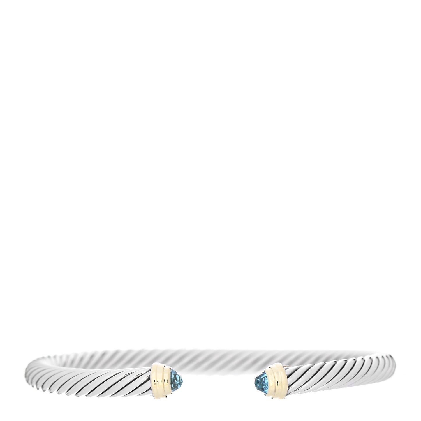 Sterling Silver 14K Yellow Gold Blue Topaz 5mm Cable Classics Petite Color Bracelet
