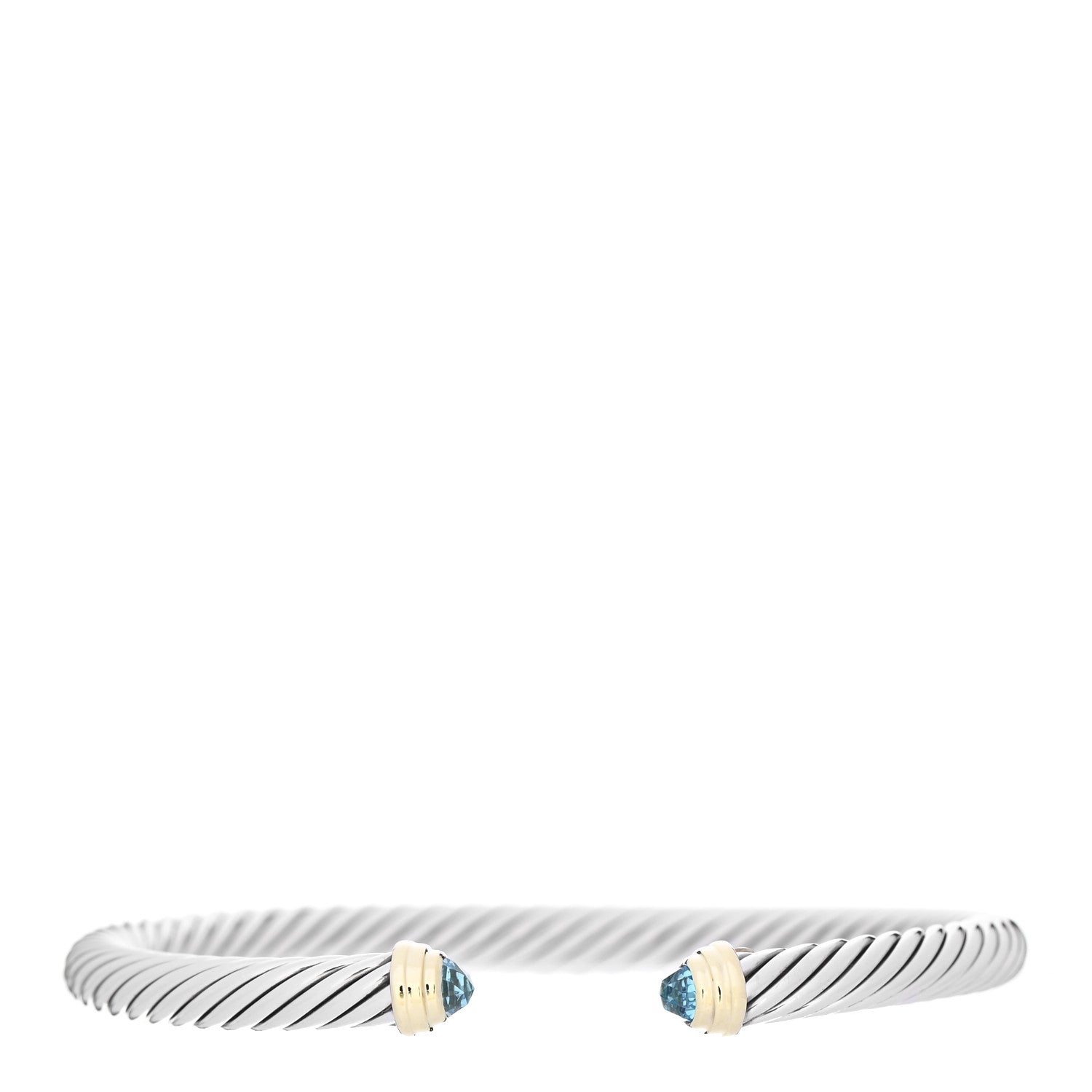 David Yurman Sterling Silver 14K Yellow Gold Blue Topaz 5mm Cable Classics Petite Color Bracelet 1 of 4