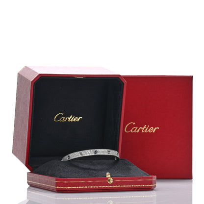 Cartier 18K White Gold Diamond Ceramic LOVE Paved Bracelet 19 6 of 6