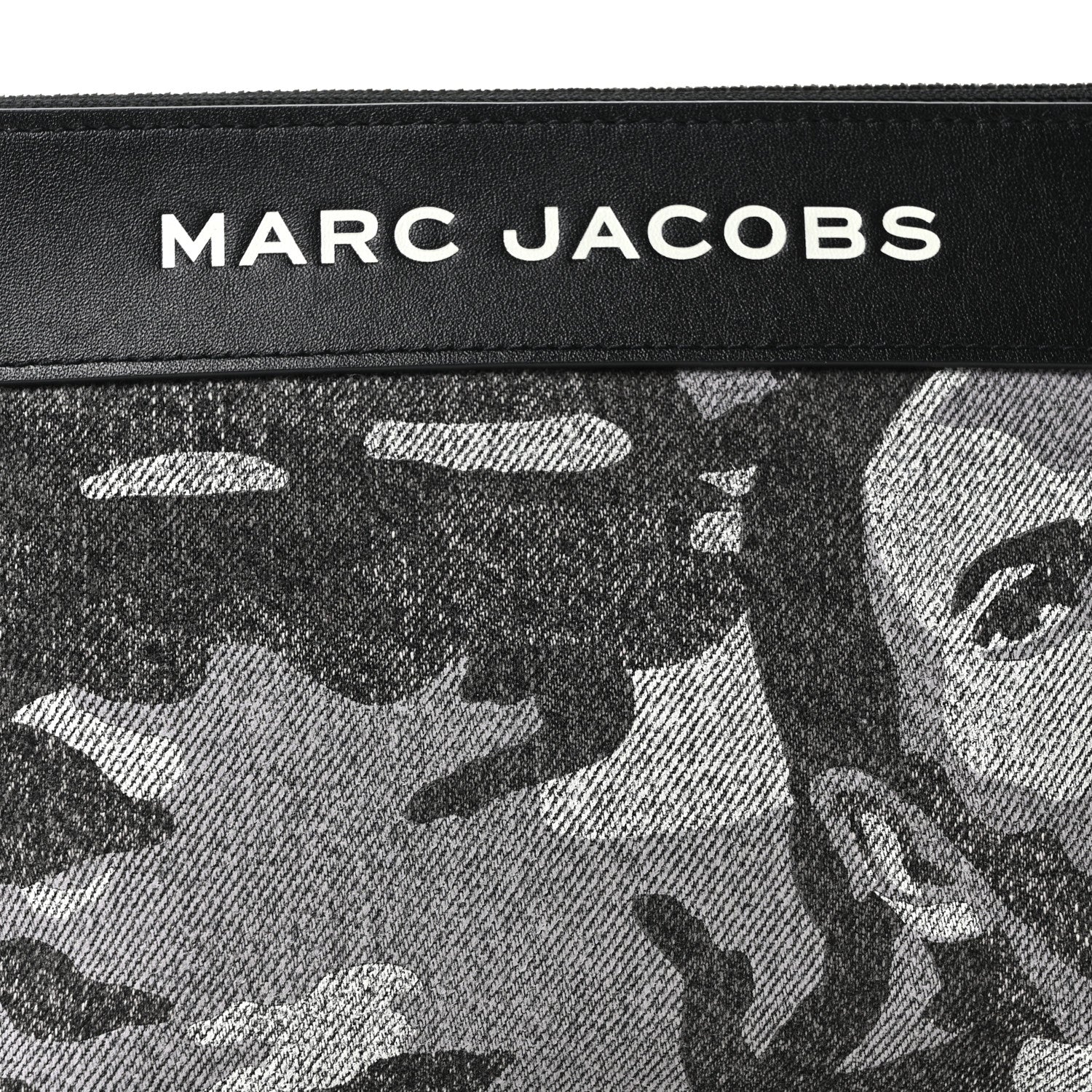Marc Jacobs Denim Camo XL The Sack Flat Pouch Grey 7 of 9