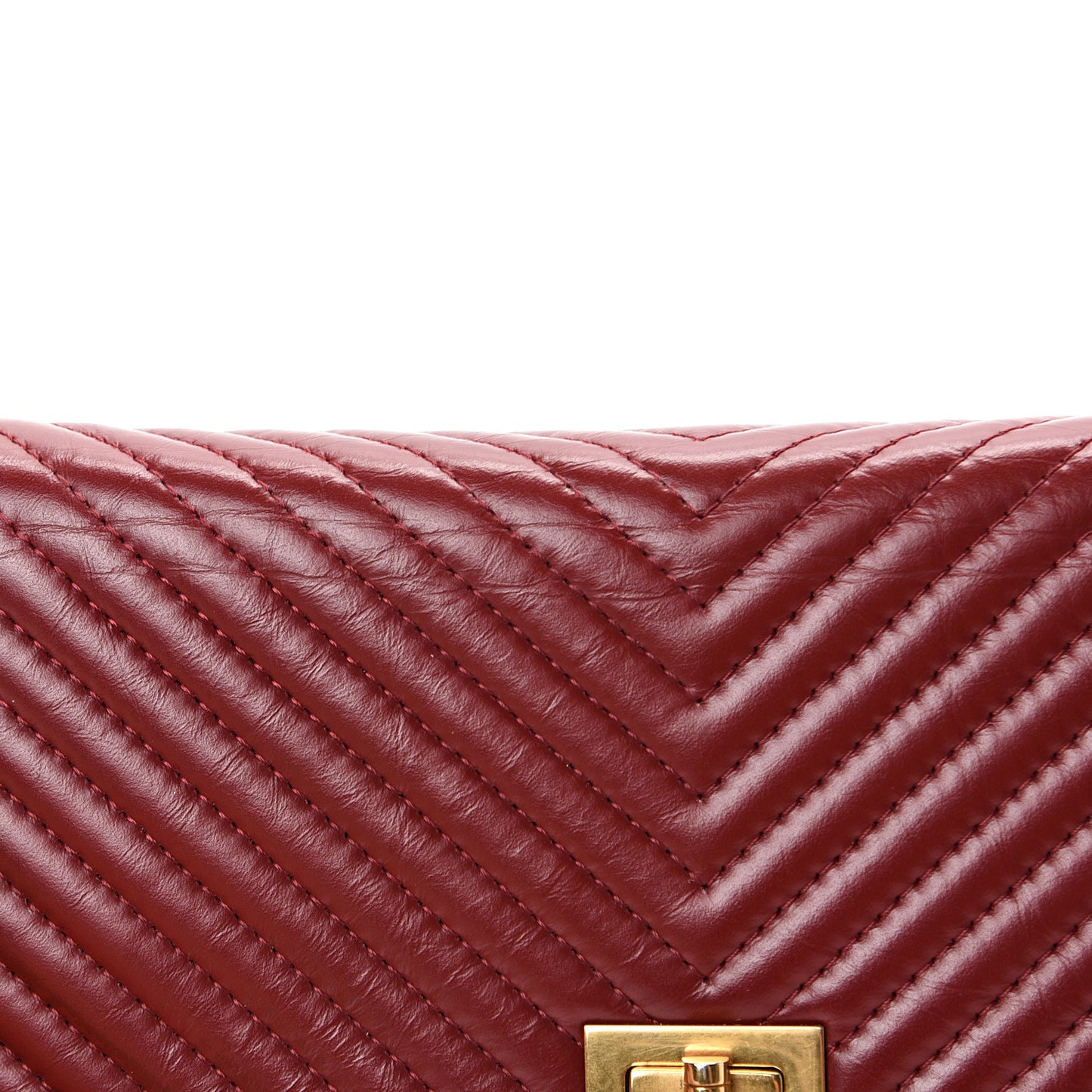 Aged Calfskin Chevron Quilted Reissue Wallet On Chain WOC Red