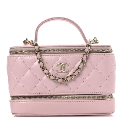 Chanel Shiny Lambskin Quilted Top Handle Vanity Case With Chain Pink 1 of 13