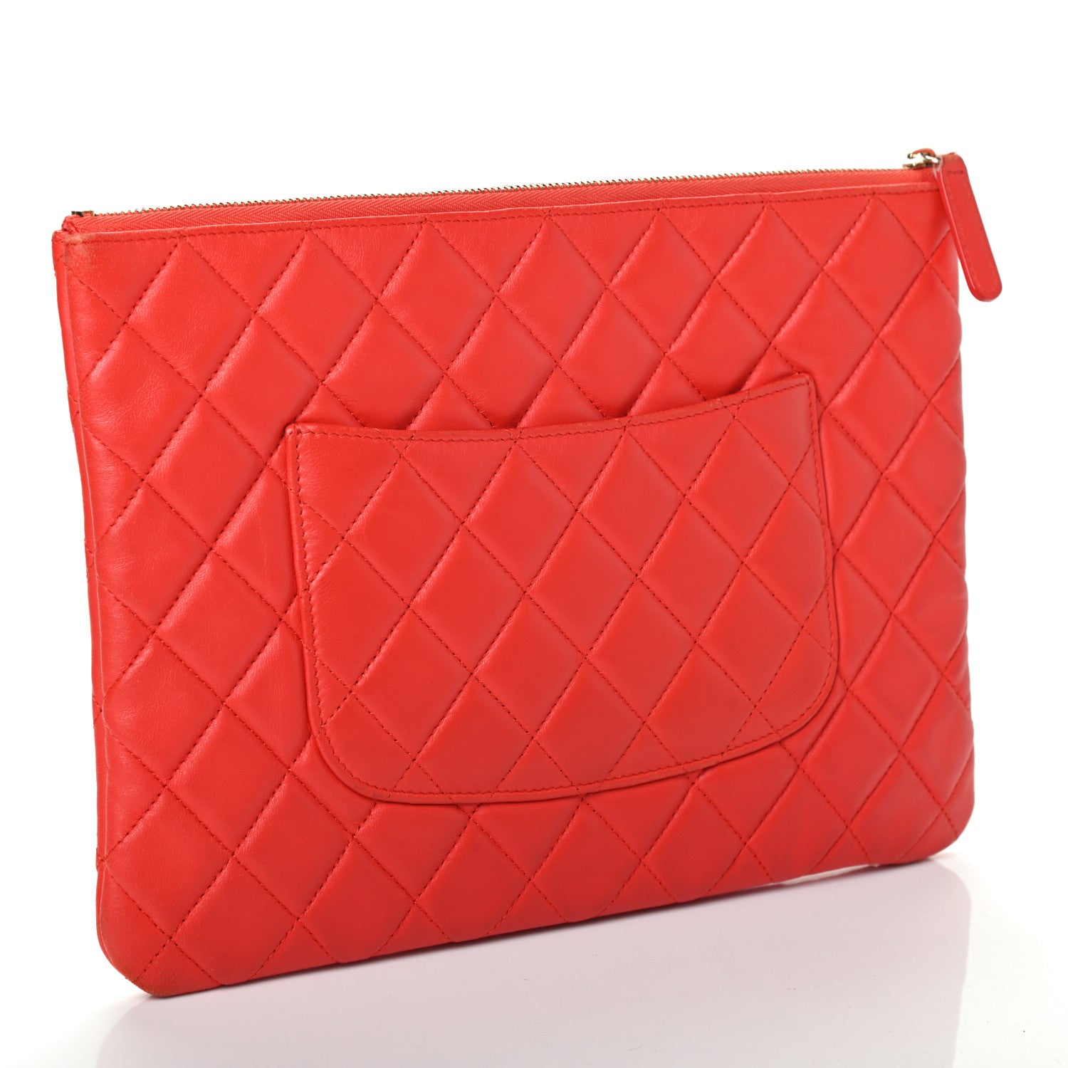 Chanel Lambskin Quilted Medium Cosmetic Case Red 2 of 4