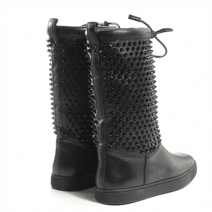 Christian Louboutin Nappa Surlapony Spikes Flat Boots 38 Black 4 of 6