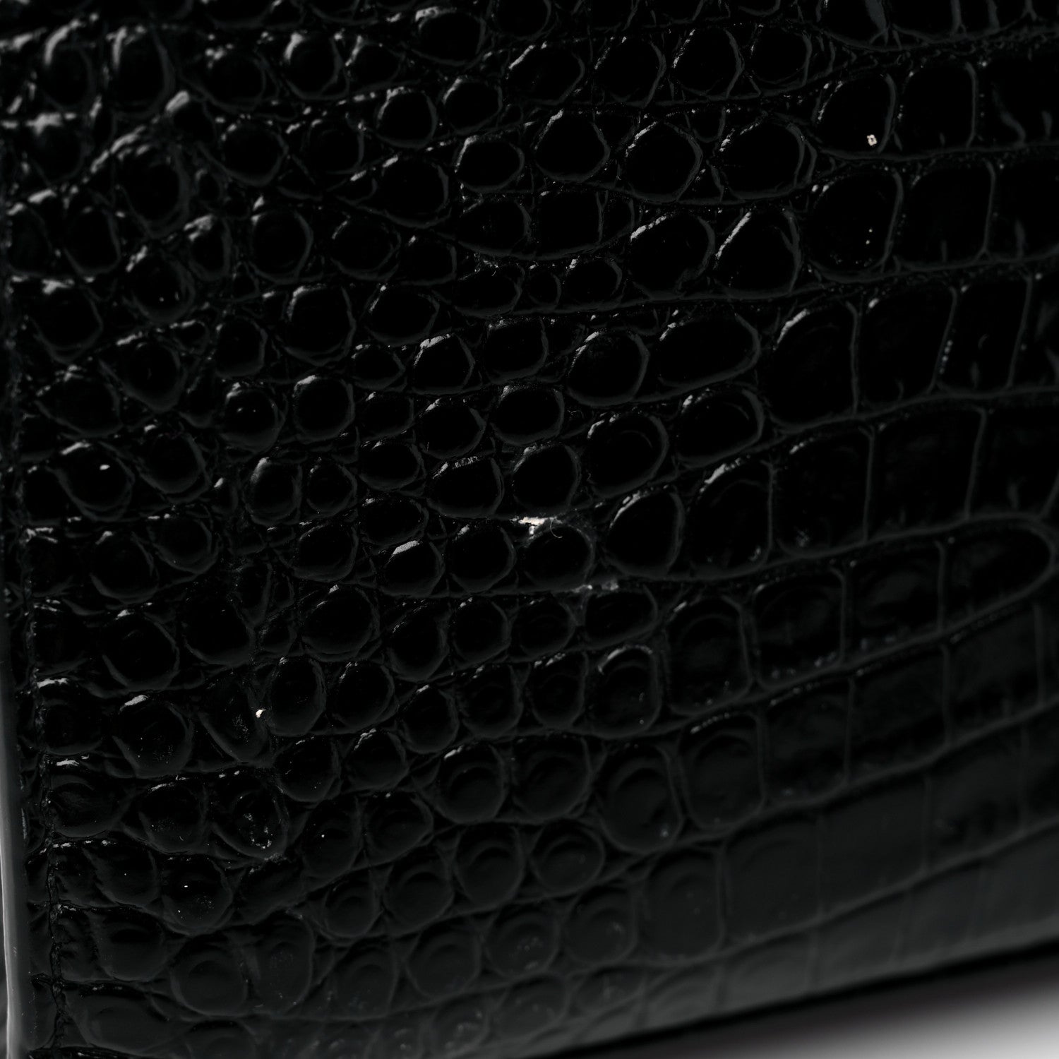 Saint Laurent Calfskin Crocodile Embossed Medium Classic Monogram Cassandra Top Handle Black 18 of 19