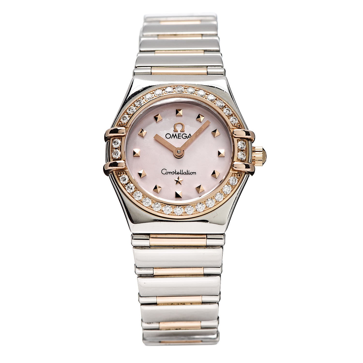 Omega Stainless Steel 18K Yellow Gold Diamond Bezel Pink Mother of Pearl 22mm Constellation My Choice Quartz Watch 1368.73.00 1 of 11
