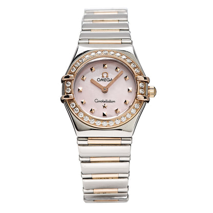 Omega Stainless Steel 18K Yellow Gold Diamond Bezel Pink Mother of Pearl 22mm Constellation My Choice Quartz Watch 1368.73.00 1 of 11