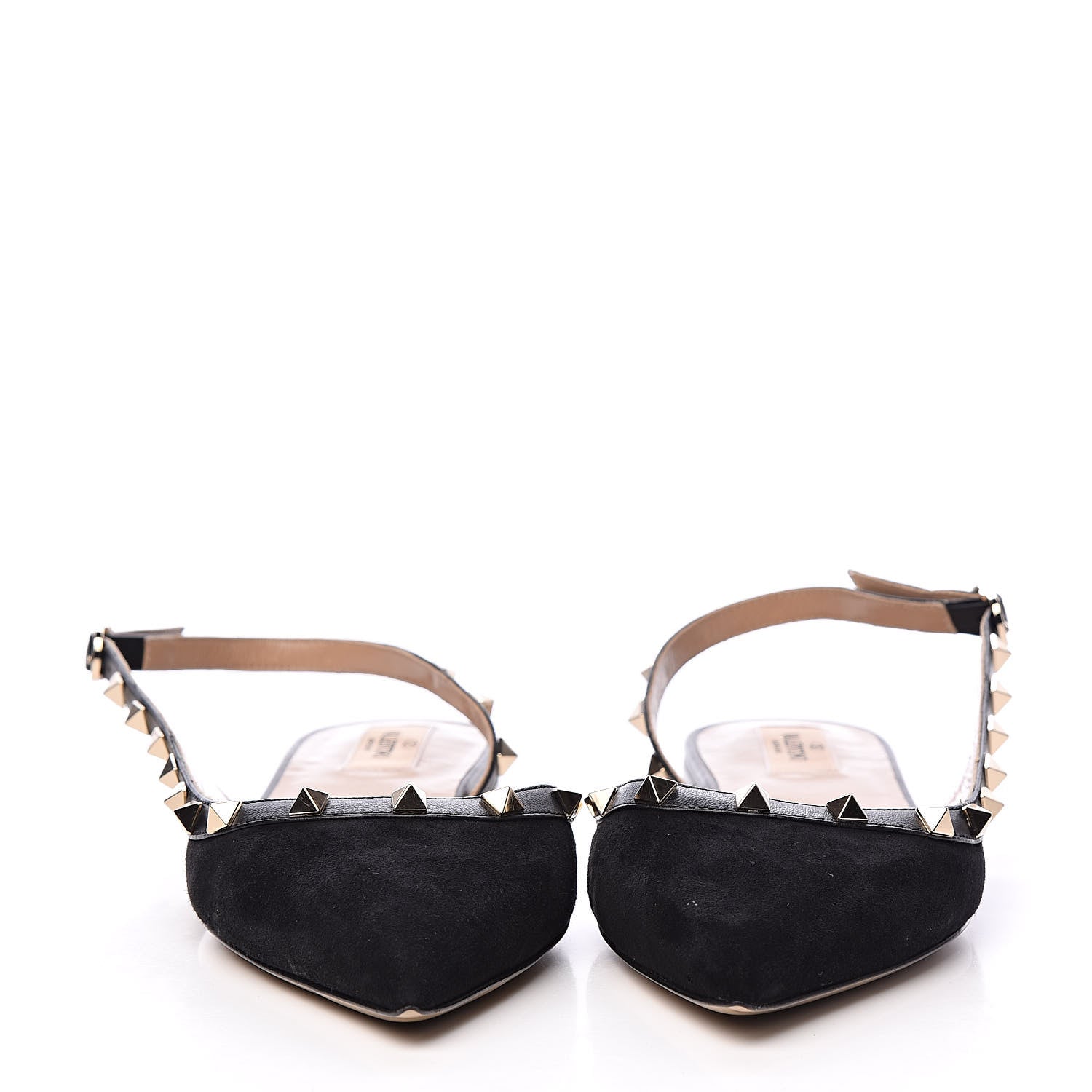 Valentino Garavani Suede Rockstud Slingback Flats 41 Black 2 of 9