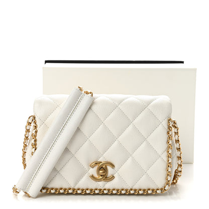 Chanel Caviar Quilted Chain Around Flap White 12 of 12