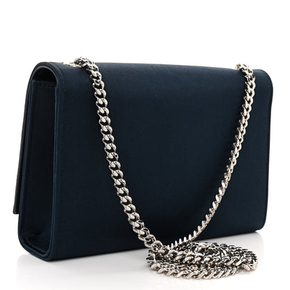 Saint Laurent Satin Small Classic Monogram Kate Tassel Satchel Navy Blue 3 of 11
