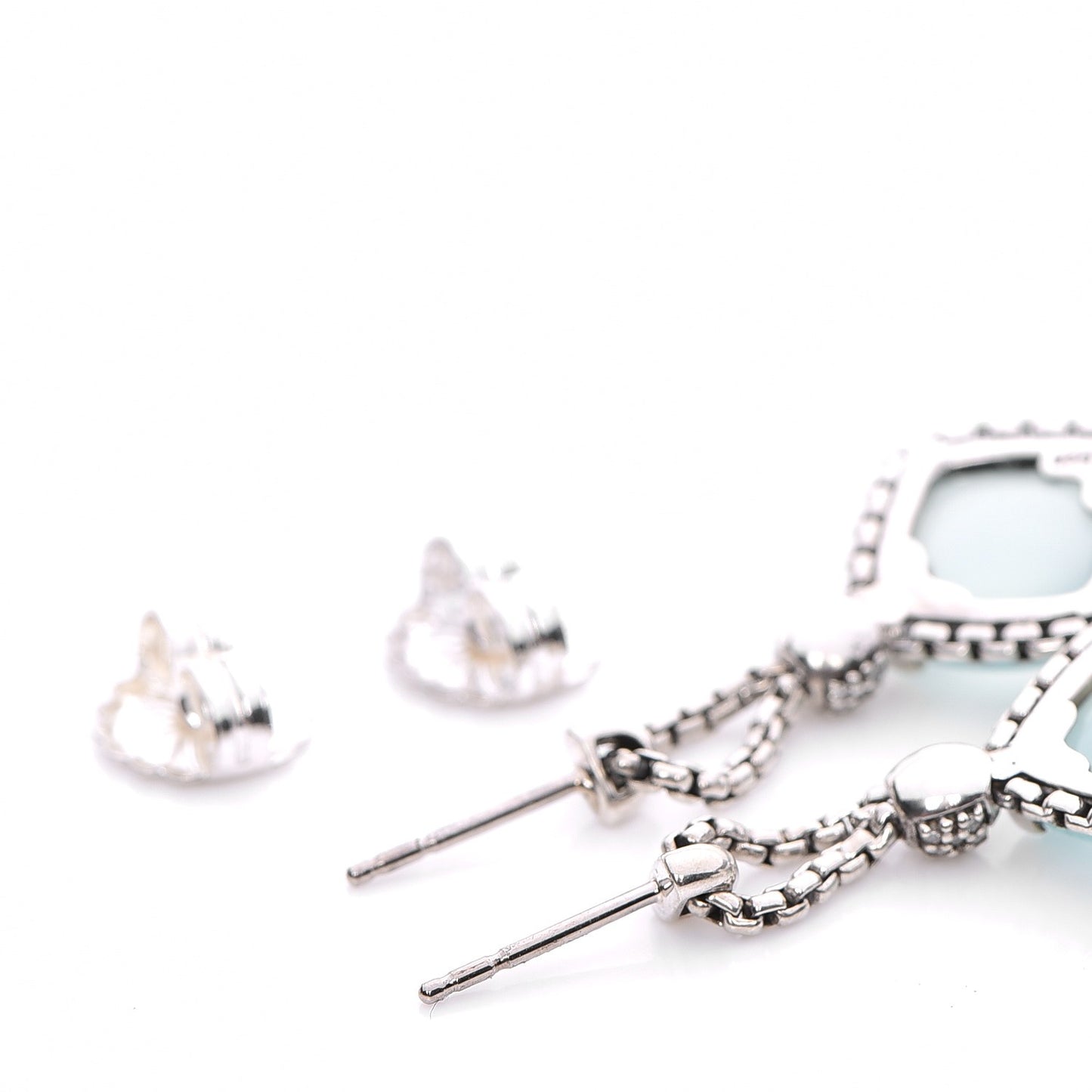 Sterling Silver Diamond Chalcedony Earrings