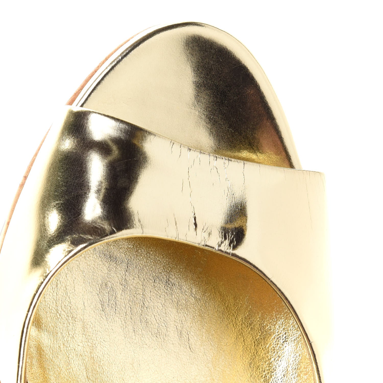 Gucci Miroir Calfskin Grease Cork Slingback Platform High Heel Sandals 37 Platino 10 of 11