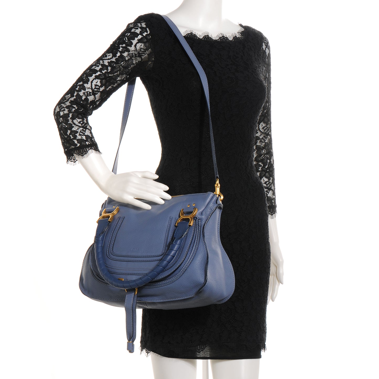 Calfskin Leather Medium Marcie Satchel Street Blue