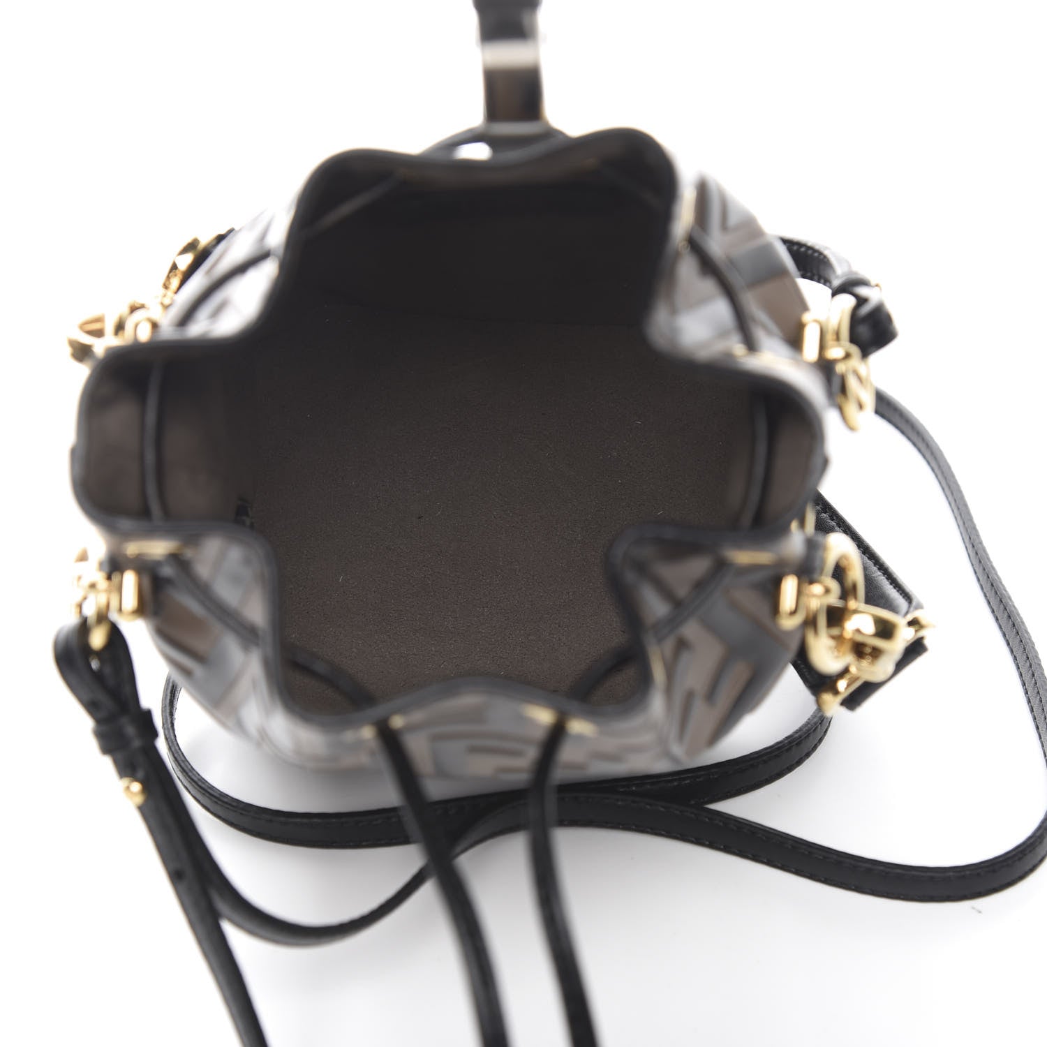 Fendi Vitello Liberty F is Fendi Bi-Color FF 1974 Embossed Mini Mon Tresor Bucket Bag Maya Black 6 of 11