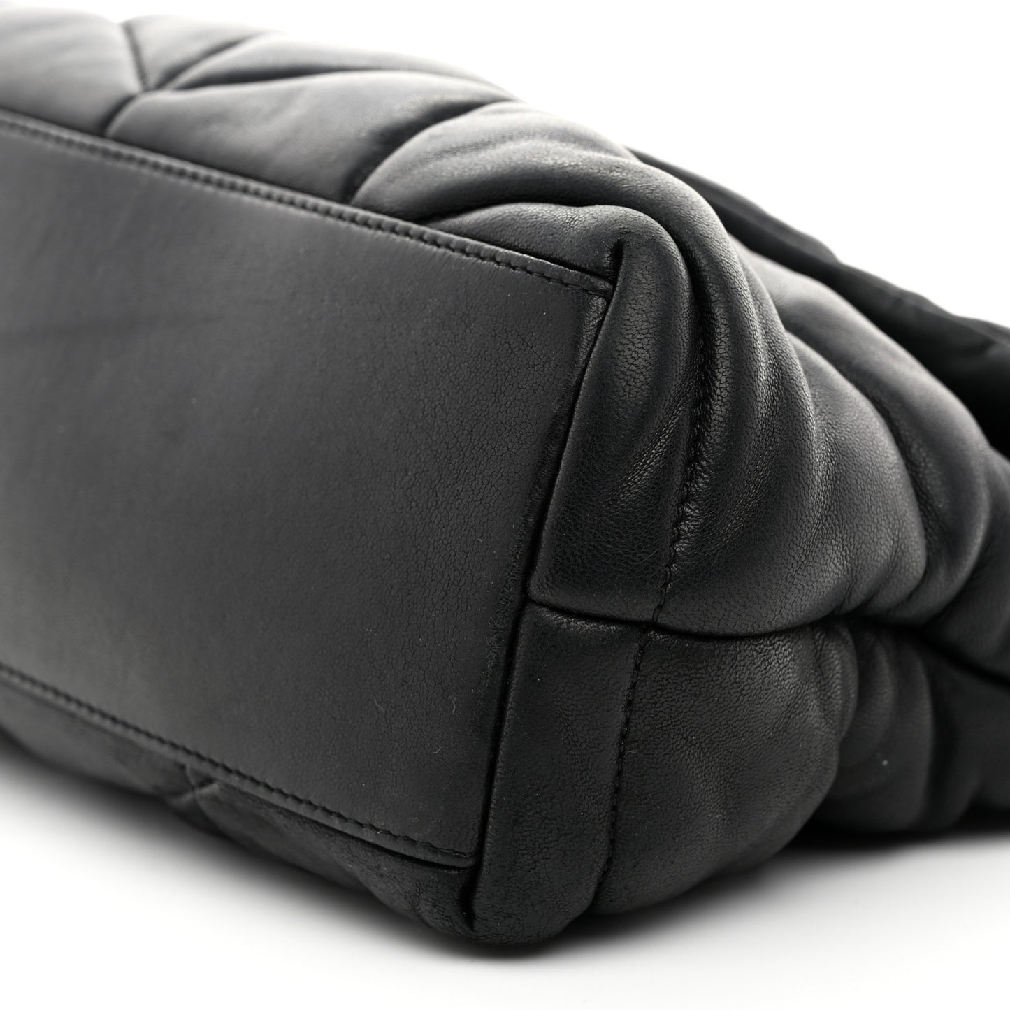 Lambskin Quilted Monogram Monochrome Small Loulou Puffer Chain Satchel Black