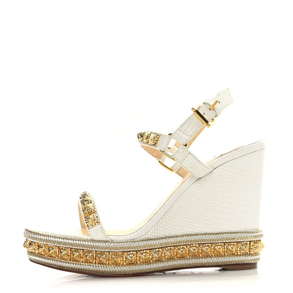 Christian Louboutin Calfskin Zarli Pyraclou 110 Platform Sandals 38 White 1 of 7