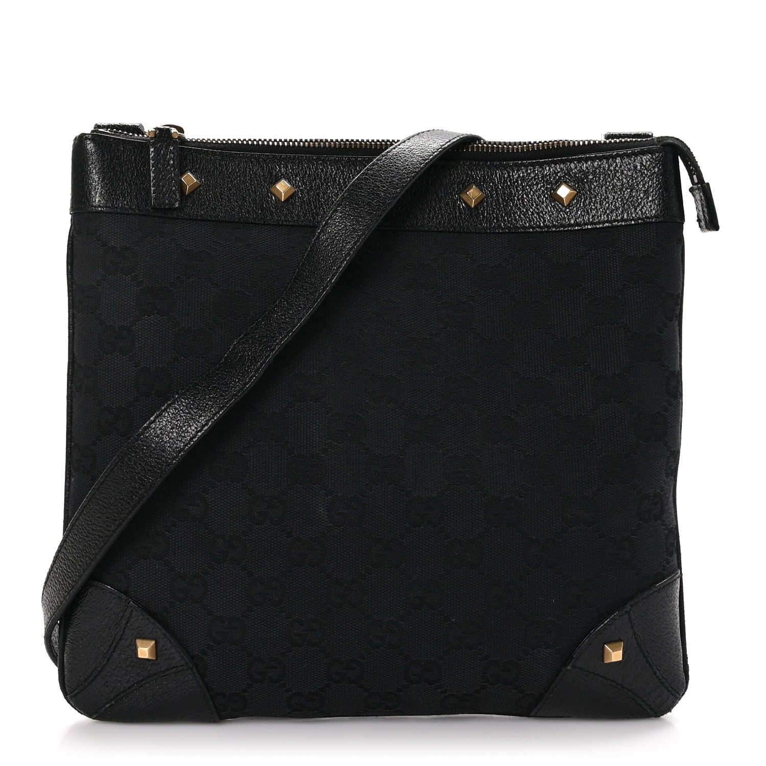 Gucci Monogram Studded Messenger Black 1 of 12