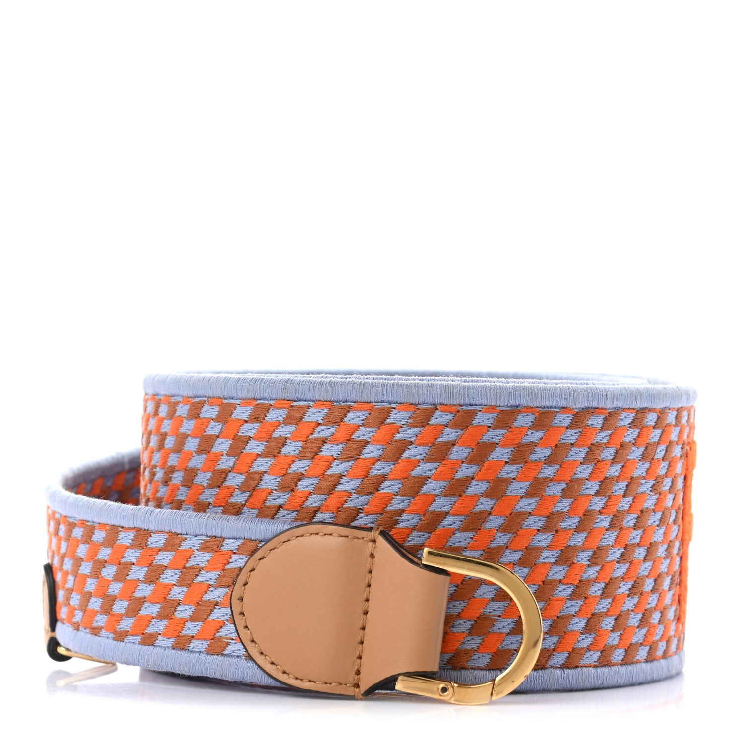 Fendi Canvas Calfskin Logo Embroidered Shaped Strap You Light Blue 1 of 7