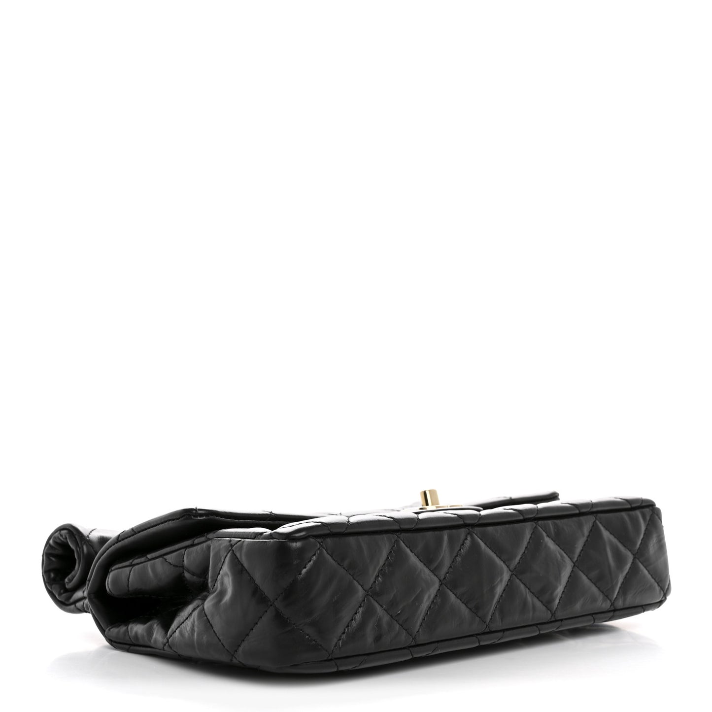 Crumpled Calfskin Quilted Clutch Black