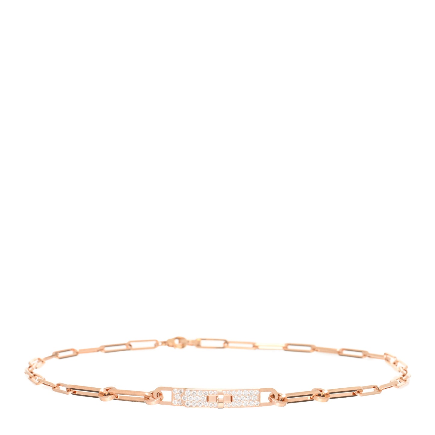 18K Rose Gold Diamond Pave Kelly Chaine Choker Necklace