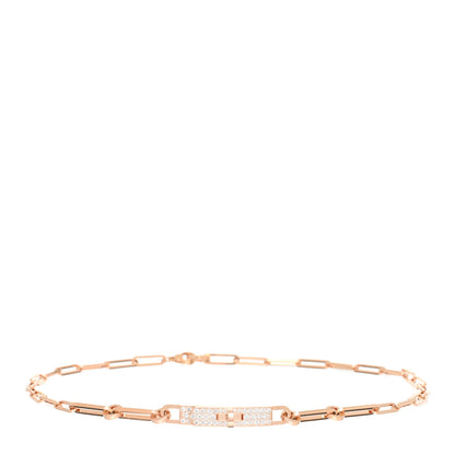 Hermes 18K Rose Gold Diamond Pave Kelly Chaine Choker Necklace 2 of 5