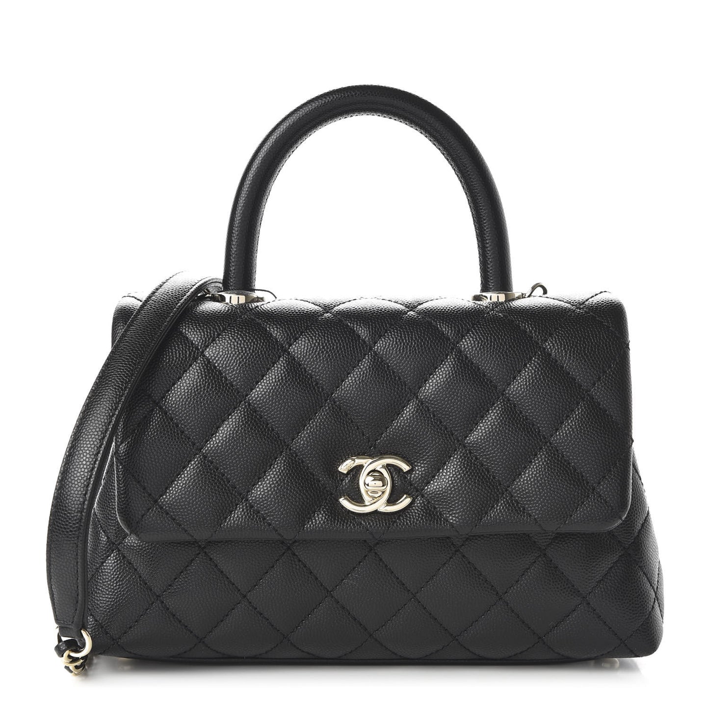 Caviar Quilted Mini Coco Handle Flap Black