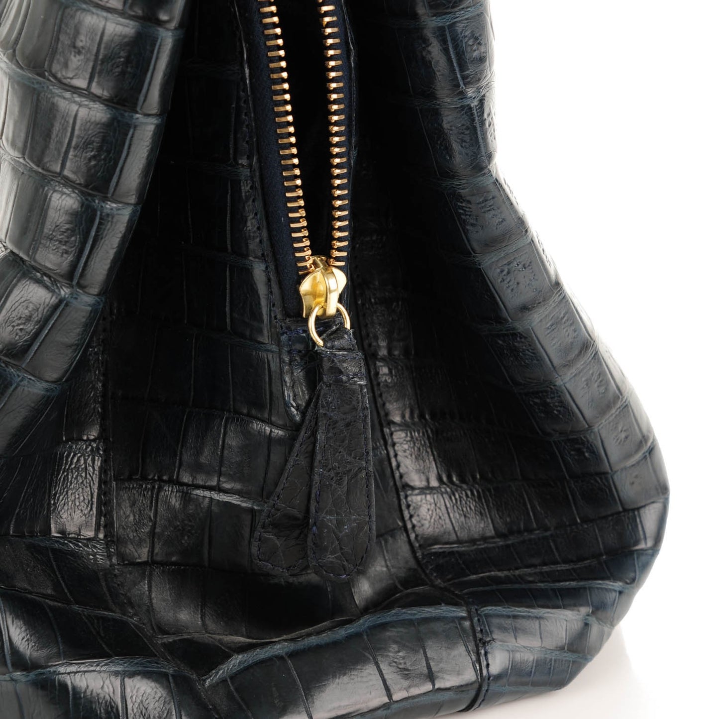 Crocodile Top Handle Tote Dark Blue