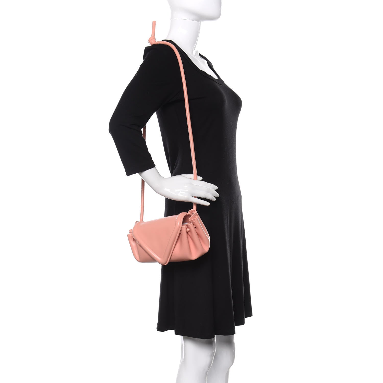 Bottega Veneta Lambskin Small Beak Triangle Flap Shoulder Bag Peachy Silver 2 of 9