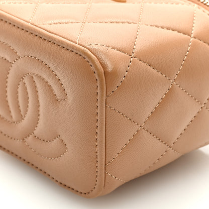 Chanel Lambskin Quilted Top Handle Mini Vanity Case With Chain Beige 10 of 10