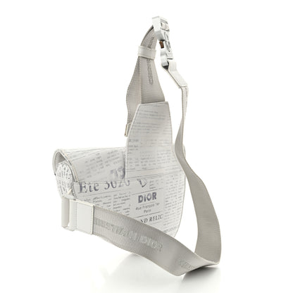 Christian Dior X DANIEL ARSHAM Grained Calfskin Newspaper Print Saddle Bag White 3 of 12