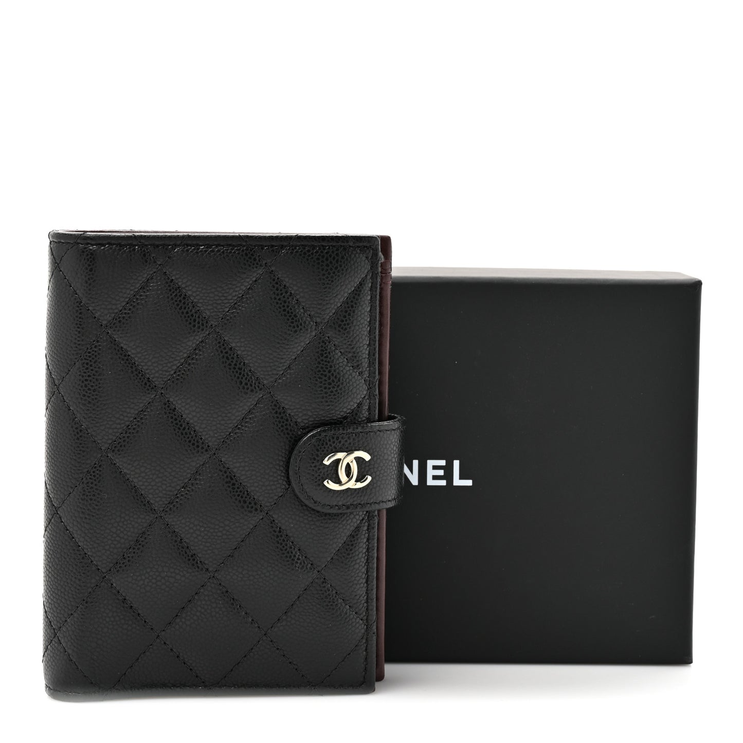 Caviar Quilted Passport Holder Black
