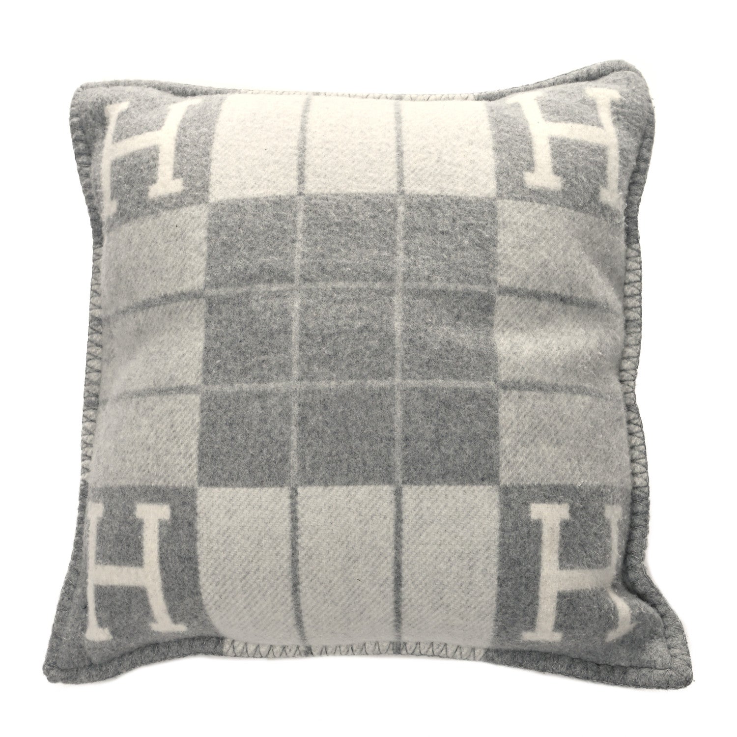 Hermes Wool Cashmere Avalon III Pillow PM Ecru Gris Clair 2 of 5