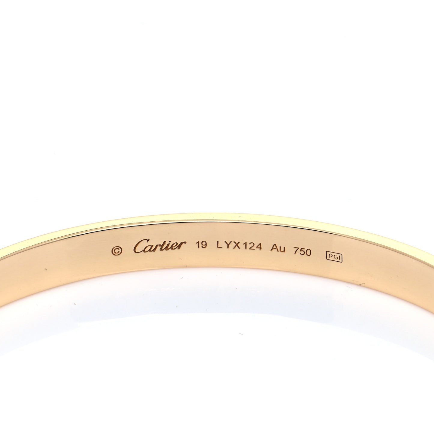 18K Yellow Gold LOVE Cuff Bracelet 19