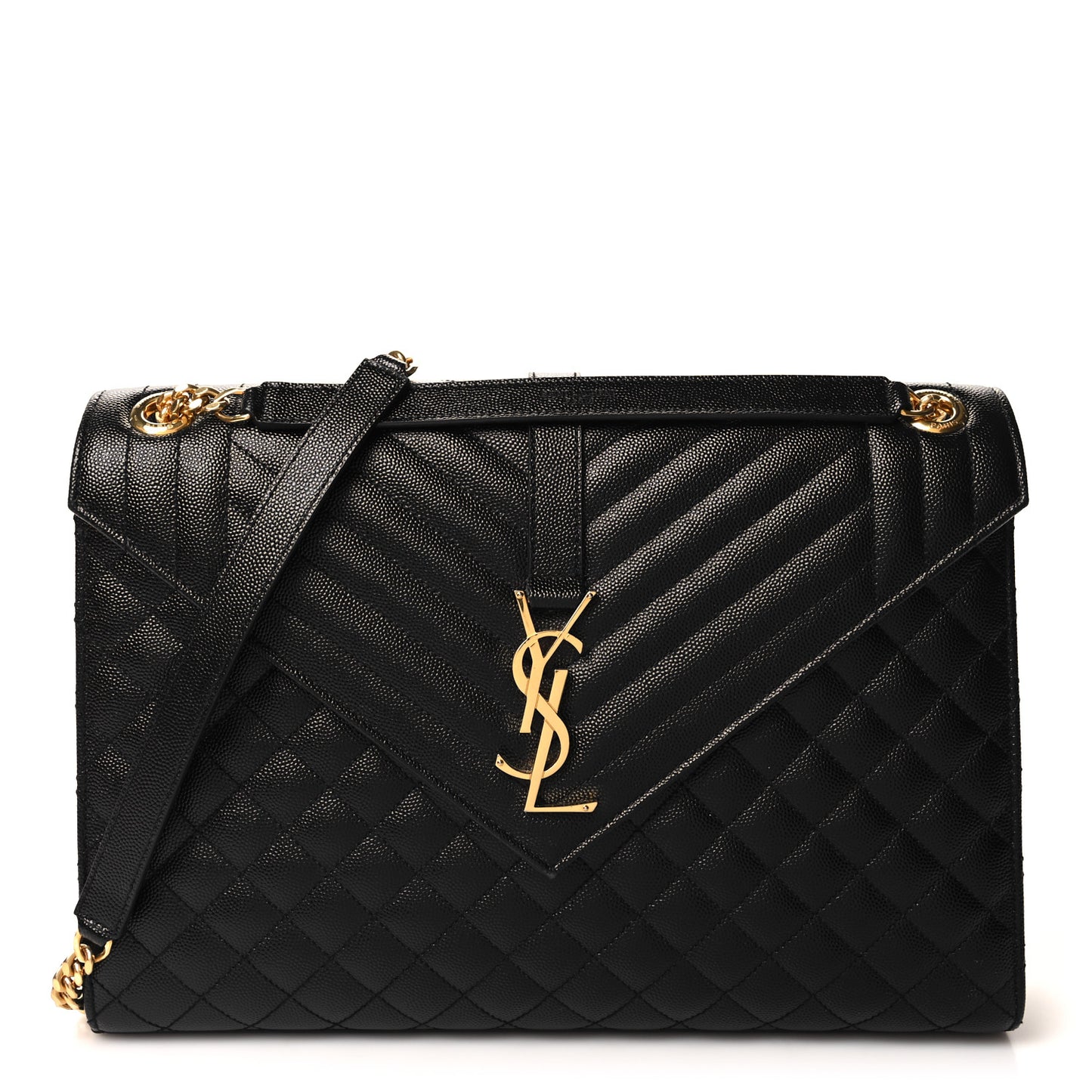 Grain De Poudre Textured Mixed Matelasse Large Triquilt Monogram Satchel Black