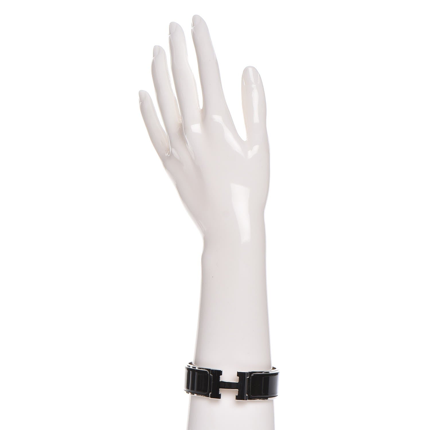Hermes Enamel Wide Clic Clac H Bracelet GM Black 2 of 7