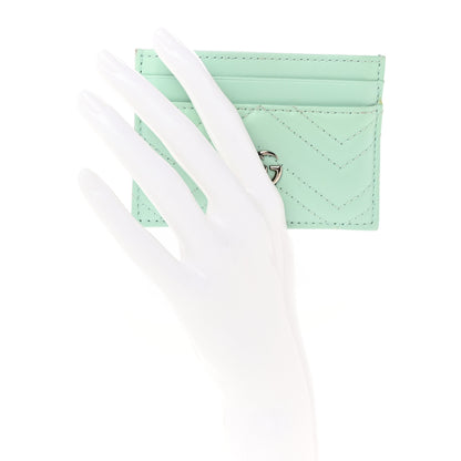 Gucci Calfskin Matelasse GG Marmont Card Holder Water Green 2 of 14