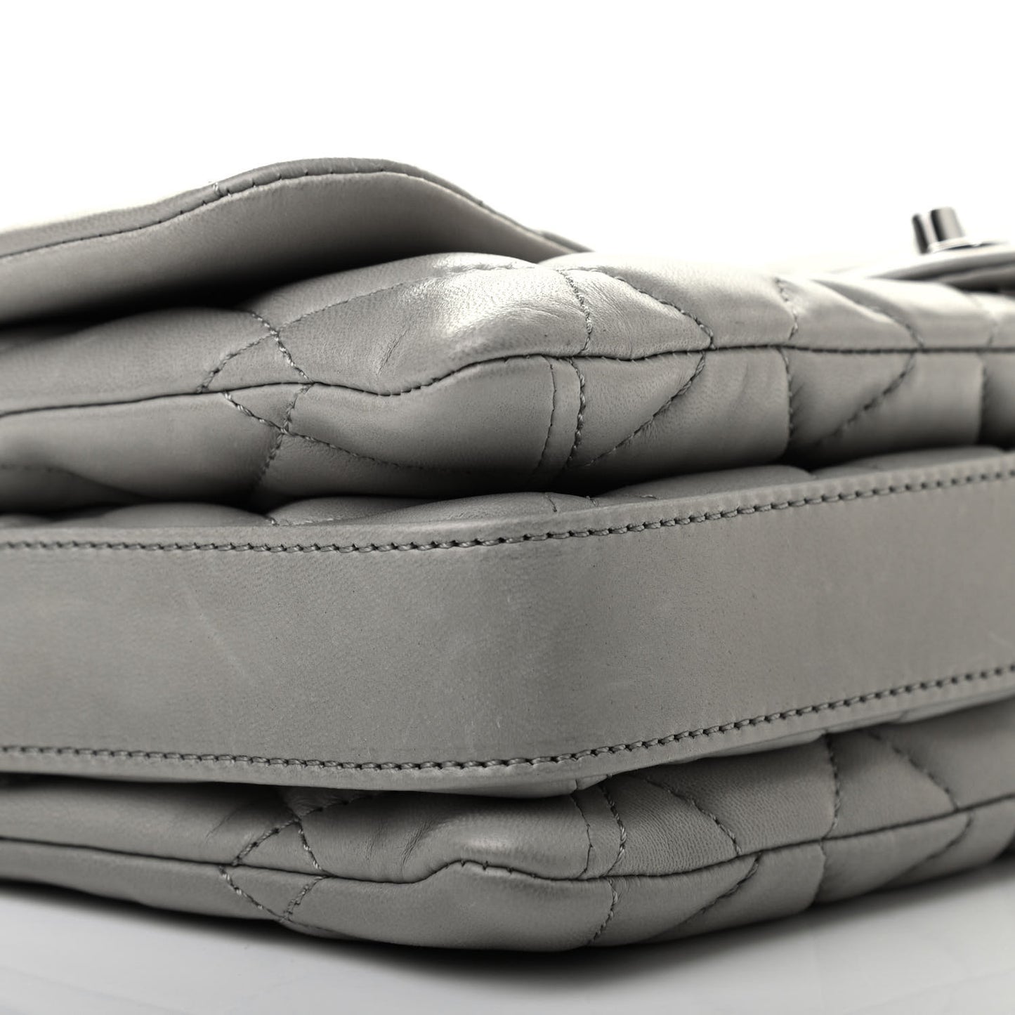 Lambskin Quilted Jumbo Chanel 3 Flap Light Grey