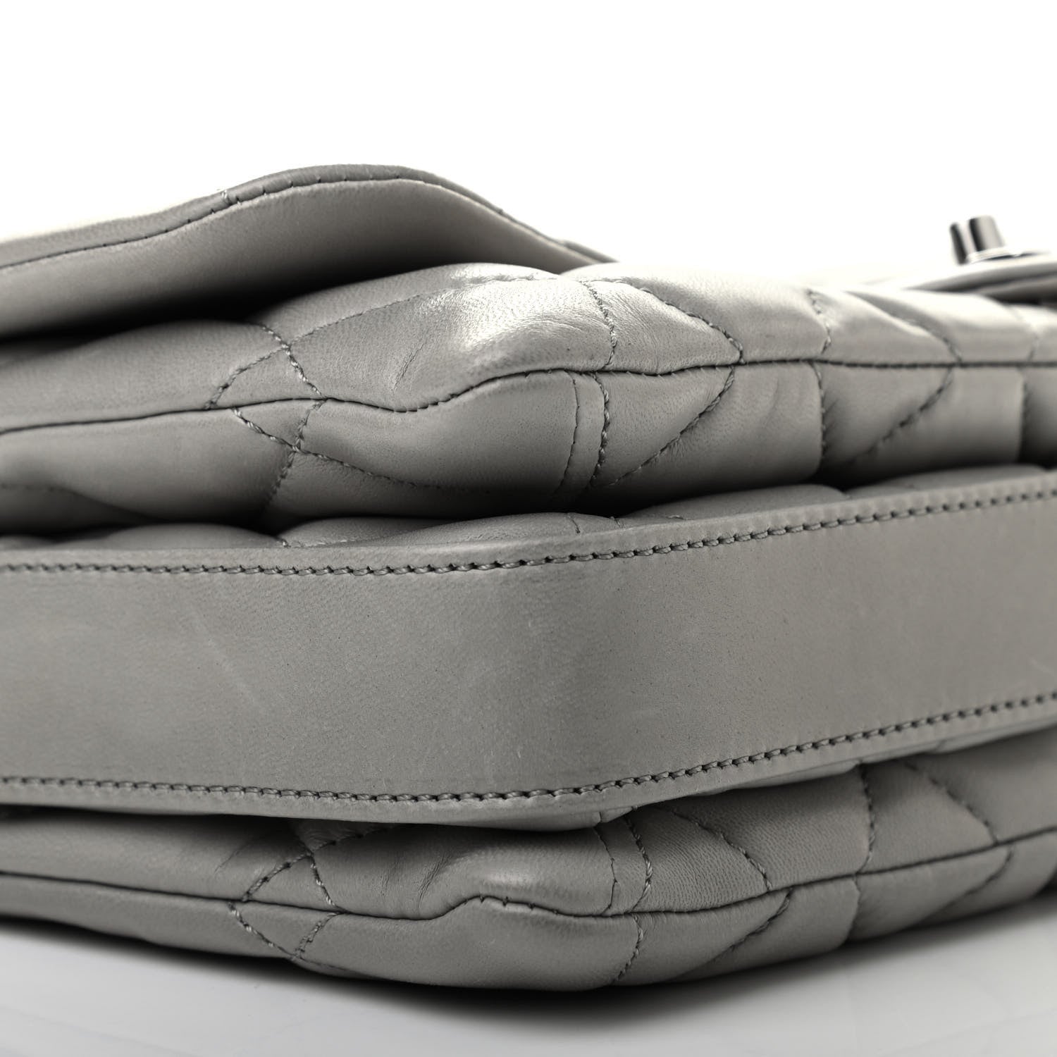 Chanel Lambskin Quilted Jumbo Chanel 3 Flap Light Grey 7 of 9