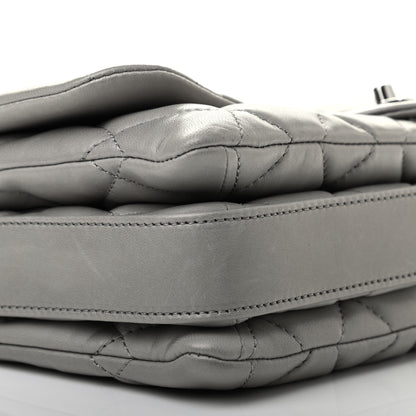 Chanel Lambskin Quilted Jumbo Chanel 3 Flap Light Grey 7 of 9