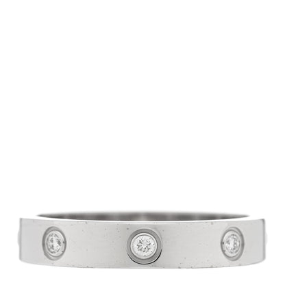 Cartier 18K White Gold 8 Diamond 4mm Wedding Band LOVE Ring 59 8.75 1 of 4