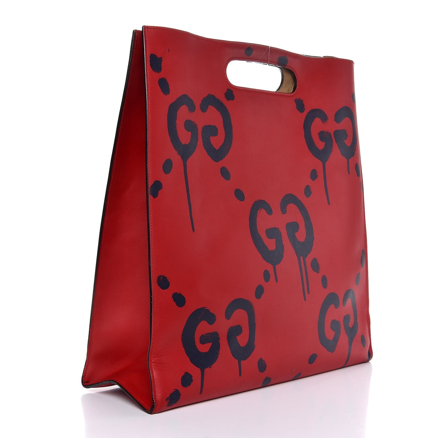 Calfskin GucciGhost Real Large XL Tote Hibiscus Red