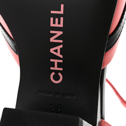 Chanel Patent Calfskin CC Ankle Strap Sandals 38 Pink Black 7 of 10