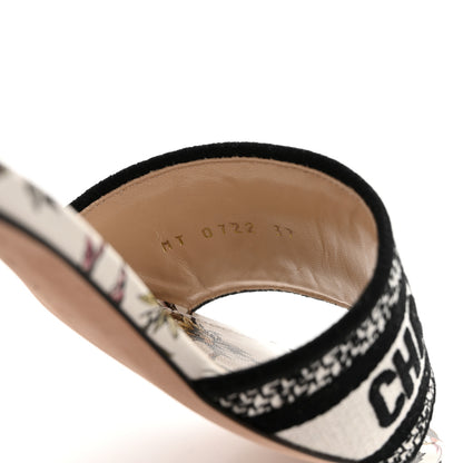 Christian Dior Canvas Jardin Botanique Embroidered Dway 40mm Slide Sandals 37 White Multicolor 8 of 9