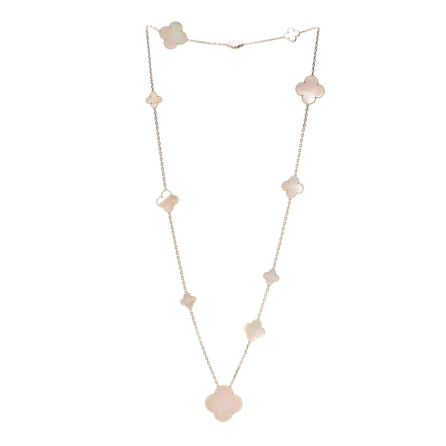 18K Yellow Gold Mother of Pearl 11 Motifs Magic Alhambra Necklace
